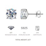 Certified 2.00ct Moissanite Diamond Earrings 925 Sterling Silver