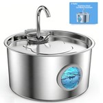Topika 3.2L Stainless Steel Cat Fountain, Quiet Pet Water Dispenser, TY10