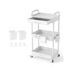 Topika - Rolling Storage Cart, Plastic Rolling Storage 3 Tier with Drawer