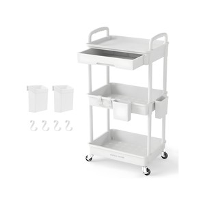 Topika - Rolling Storage Cart, Plastic Rolling Storage 3 Tier with Drawer