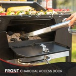 Topika Outdoor Charcoal Braai Grill & Dual Side Tables, Hooks, Thermometer