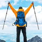 Topika 2pcs Trekking Poles Real Cork Grip External Locking Telescopic Poles