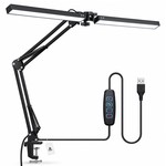 Topika - Dual Head LED Desk Lamp With Clamp, USB Powered Adjustable Arm