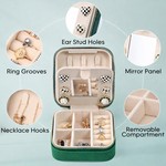 Topika Mini Jewellery Box & Portable Earring Box, Mirror, Metal Zipper