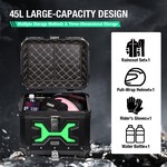 Motocentric Illuminated Motorcycle Top Case, 45L Aluminum Alloy Tail Box