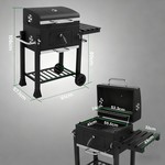Topika Heavy-Duty Charcoal Smoker BBQ Grill with Side Shelf & Thermometer