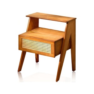 Topika Side Table Nightstand Bedside Table with Drawer, Bamboo Rattan Look