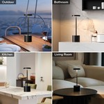 Topika - Cordless Rechargeable LED Table Lamp, Touch Dimmable 34cm, Black