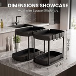 Topika Under Sink Organizer 2 Tier Pull-Out Storage Rack With Side Hooks