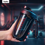 Topika Protein Shaker Bottle 590ml, Round Bottom Shaker Cup Durable Blender