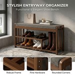 Topika - Shoe Rack Bench 3 Tier Bamboo Bench With Cushioned Seat