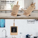 Topika Adjustable Bamboo Cookbook Stand With Conversion Chart & Cable Slot