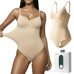 Lekkon Seamless V-Neck Shaping Bodysuit for Women Tummy-Waist-Hip Sculpting