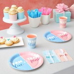 Baby Gender Reveal Party Plates Set for 24 Guests - 144 Piece