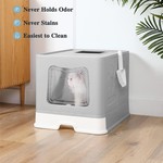 Topika Foldable Cat Litter Box with Lid & Scoop - Top Entry, Odour Control