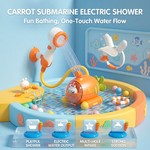 Topika Carrot Submarine Bath Spray Toy with Silicone Scrubber for Toddlers
