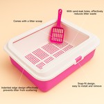 Topika Cat Litter Box with Scoop, High Sides, Open Top | Red