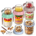Topika Glass Jars With Lids & Spoon For Overnight Oats, 4 Piece Mason Jars
