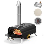 TopikaHome - Outdoor Wood Pellet Pizza Oven with Rotatable Stone & Chimney