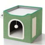 Topika - Foldable Cat Bed with Scratch Pad & Toy, Cozy Indoor Cat House
