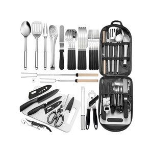 Topika - Camping Kitchen Set 27 Piece Portable Camping Utensil Set With Bag