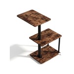 Topika -C Shaped End Table for Couch With 3 Tier Storage& 360 Swivel Top