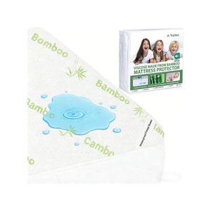 Topika Mattress Protector Waterproof Bamboo Fitted Sheet, Deep Pocket Cover