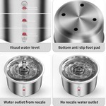 Topika 2L Stainless Steel Pet Water Dispenser, Stainless Steel Pet Fountain