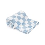 Topika Blue Fluffy Checkered Baby Blanket, Soft Fleece Infant 100x150cm 1pc