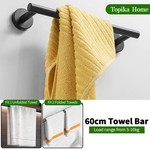 Topika - Bathroom Towel Racks Set 10 Pieces, Black/Silver Accessory Kit