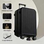 Topika Suitcases Hand Luggage Carry On With Cup Holder Hard Shell Black