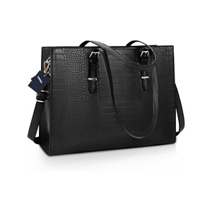Topika Large Women's Laptop Tote Bag Handbag Crocodile Pattern PU Leather