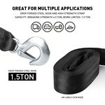 TopikaAuto 4.5T 9T Heavy Duty All Terrain 6m Tow Recovery Strap with Hooks