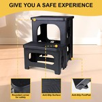 Foldable Step Ladder,Non-Slip Portable Footstool with Dual Platform