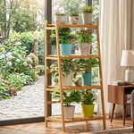 Topika Tall Indoor Plant Display Stand Rack, 4-Tier Bamboo Flower Shelf
