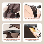 Topika Portable Baby Stroller Pram, Dual Push Foldable Stroller, 0-36M