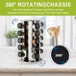 Topika - Stainless Steel Rotating Spice Rack with 20 Glass Jars & Label Set