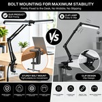 Topika - Dual Head LED Desk Lamp With Clamp, USB Powered Adjustable Arm