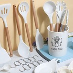 Topika Silicone Non-Stick Kitchen Utensil tool Set with Holder, 27pcs white