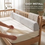 Topika 132cm Toddler Bed Edge Bumper with Soft Grey Minky Foam Barrier