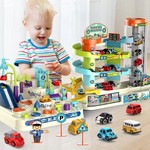 Topika Kids Car Adventure & Parking Building Game Set, Track Car Toy