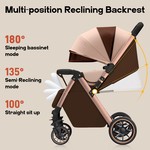 Topika Portable Baby Stroller Pram, Dual Push Foldable Stroller, 0-36M