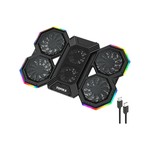 Topika 12-16 inch laptop cooling pad, 6 fans, RGB, Silent Adjustable Height