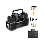 Topika Portable Tire Air Pump with Digital Gauge, Repair Kit Battery Clamps