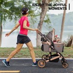 Topika Foldable Dog & Cat Stroller, Shock Absorbing 3-in-1 Pet Carrier