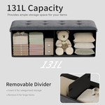Topika 110cm Large Storage Ottoman Cube Foldable Box Bench with Lid Grey
