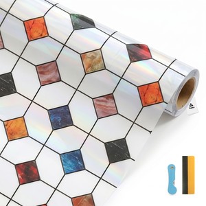 Topika Stained Glass Window Film, Privacy Window Sticker, Geometric