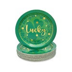 48 Pack Green Paper Party Plates for St. Patrick's Day (22.8cm)