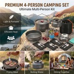 Topika 22pcs Camping Cookware Set for 4, Camp Utensils for Outdoor Cooking