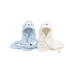 Topika Baby Bath Towels, Soft Coral Fleece, 80 x 80cm Blue/White 2 Pack Set